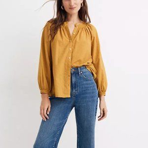 S A L E // Floral Embroidered Smocked-Neck Raglan